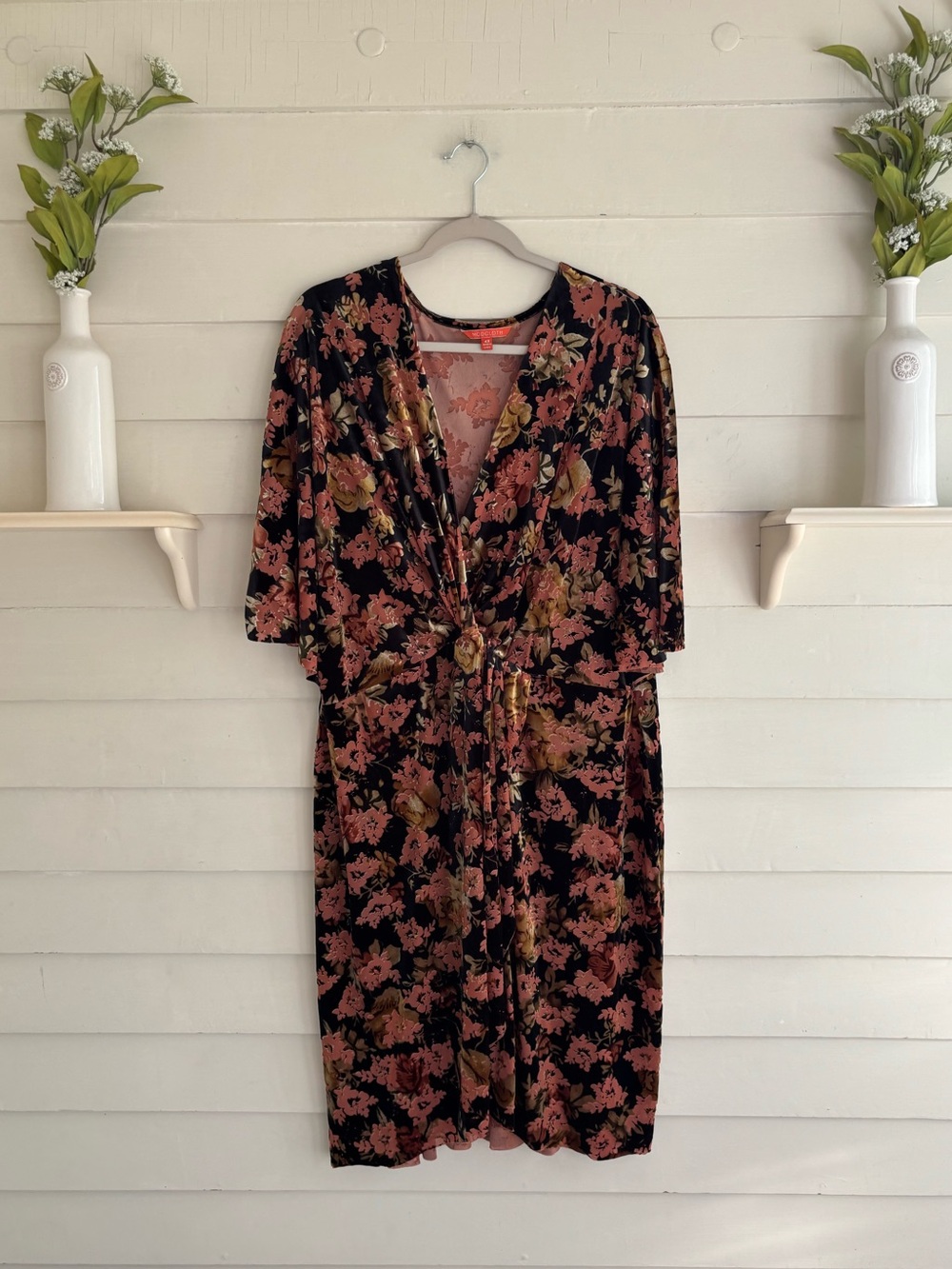 ModCloth Dramatic Depths Velvet Burnout Floral Batwing Dress Size 4X
